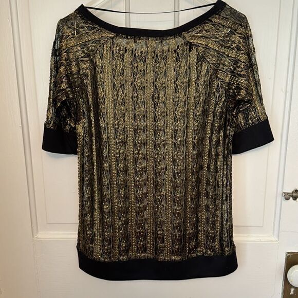Sanctuary black and gold short sleeved dressy top - Picture 3 of 6
